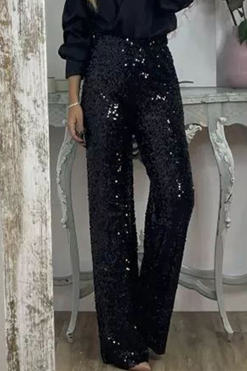 Celeste Glow | Elegante High-Waist-Hose mit Pailletten für Damen