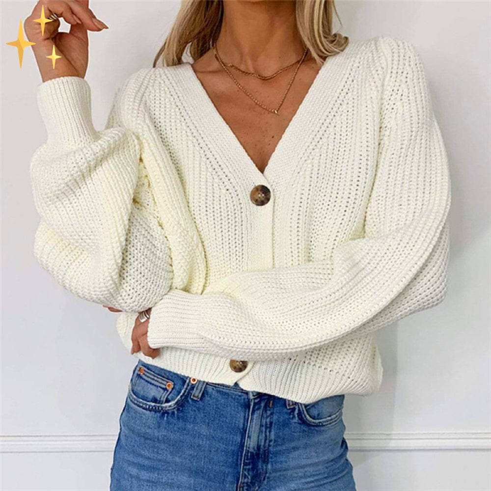 Lena - Oversized Strickcardigan mit V-Ausschnitt und Knöpfen