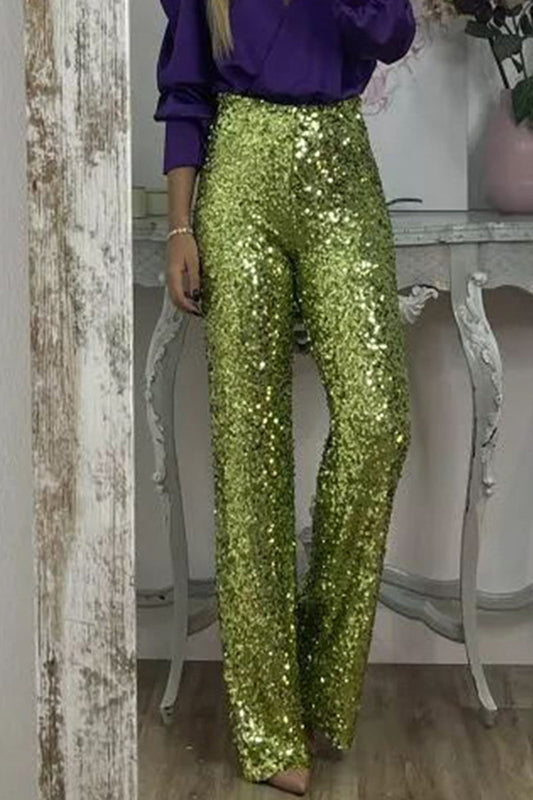 Celeste Glow | Elegante High-Waist-Hose mit Pailletten für Damen