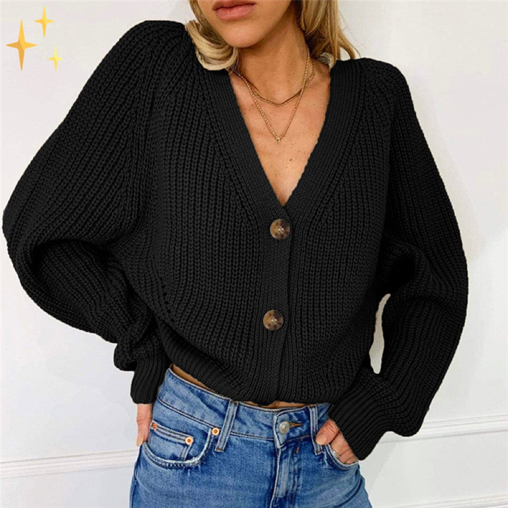 Lena - Oversized Strickcardigan mit V-Ausschnitt und Knöpfen